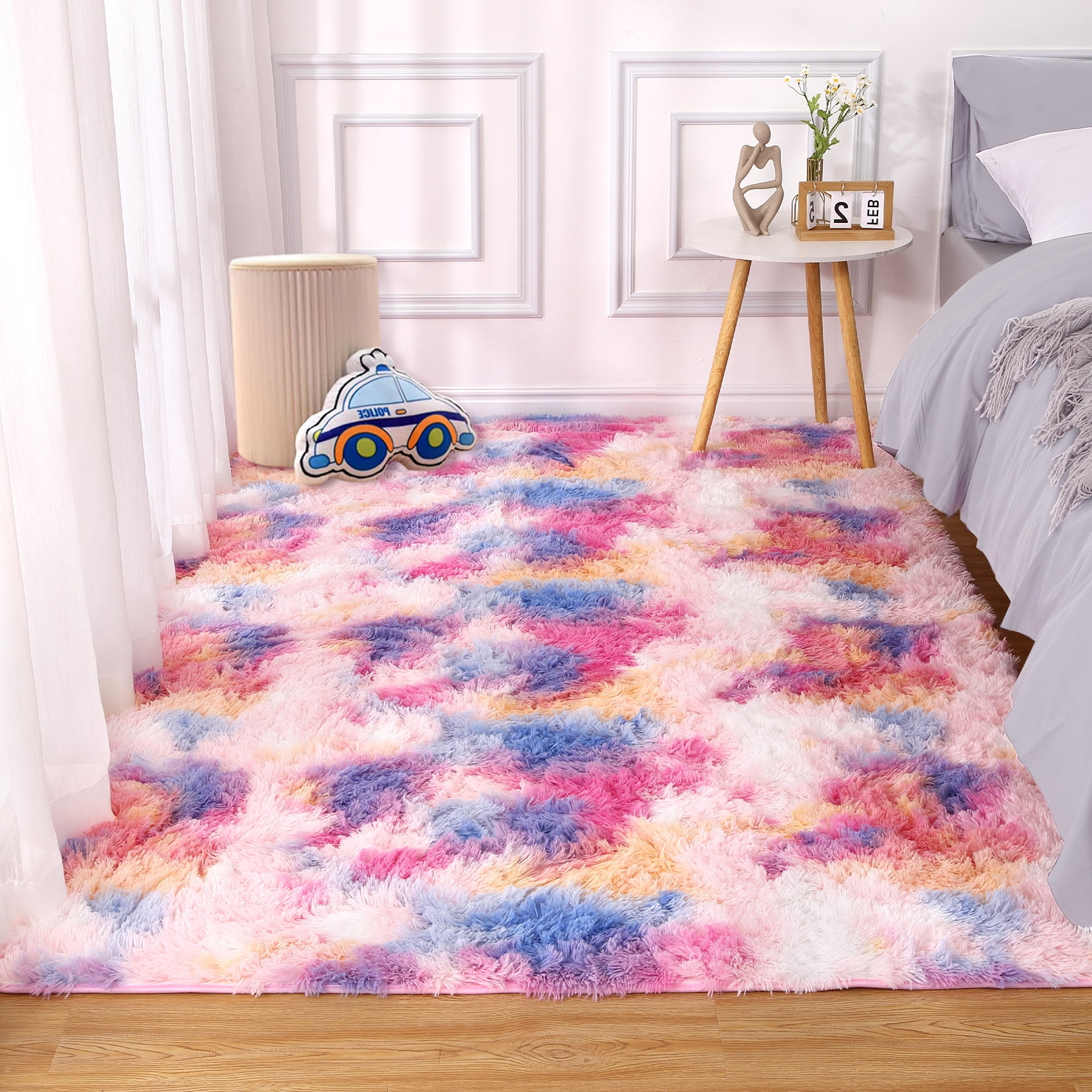  ZWPILY Shaggy Soft Area Rug Tie-Dyed Faux Fur Indoor Fluffy  Non-Slip Rugs Modern Home Decor for Bedroom,Kidsroom,Living Room Rugs 30mm  Thick Pile Height Modern Area Rugs,Purple,200x300 cm : Home & Kitchen