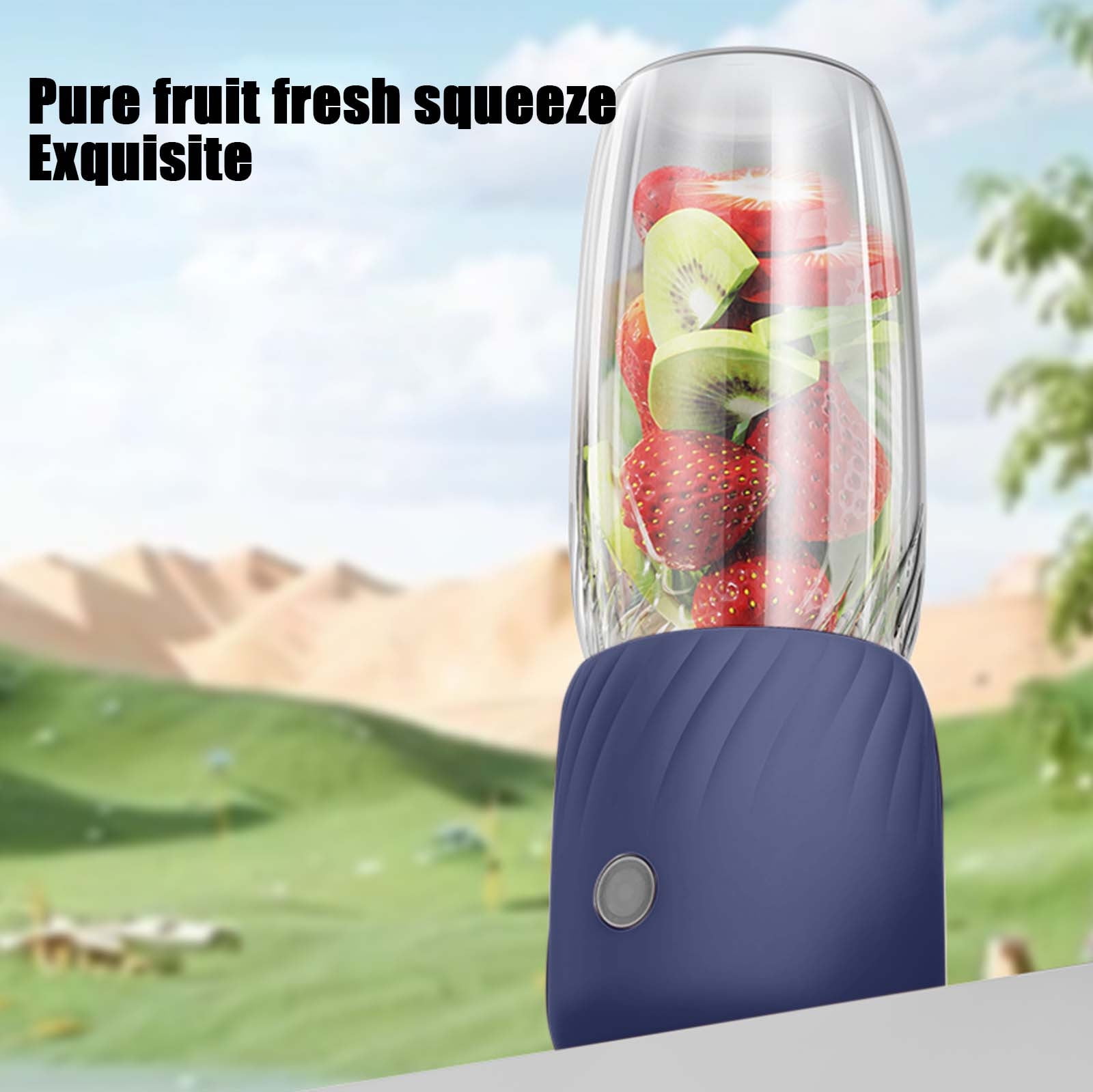 USB Rechargeable Portable Blender Juicer 350ml 6-Blade Mini Fruit Juicer for Shakes Smoothies Travel Outdoor Blue