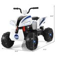 thumbnail image 4 of Costway Kids Ride On ATV 4 Wheeler Quad Spring Suspension w/ Lights&Music White, 4 of 10