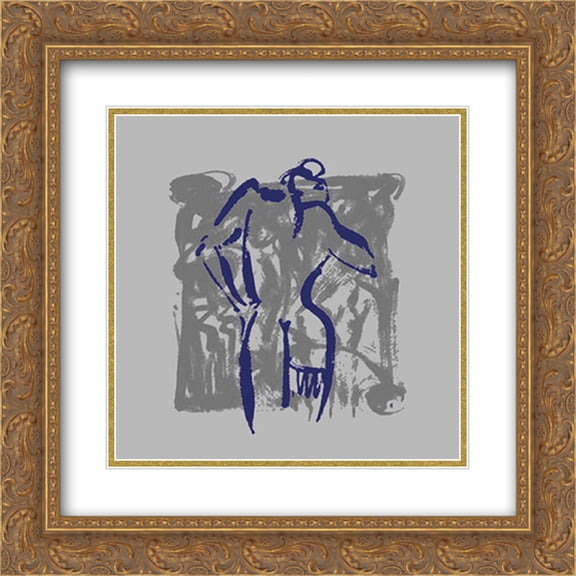 Body Language VIII 2x Matted 16x16 Gold Ornate Framed Art Print by Alfred Gockel