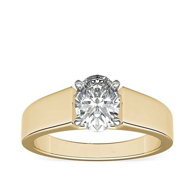 1.00 Carat Excellent Oval Cut Real Diamond Latest Design Solitaire Engagement Ring for Ladies Solid 14K Yellow Gold Size 7.5