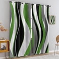 thumbnail image 2 of Green Grey and Black Blackout Curtains Retro Stripe Swirl Window Curtains Geometry Darkening Drapes Boys Girls Geometric Circle Swirl Window Treatments-52"W x 54"L (Pack of 2), 2 of 7
