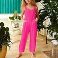 thumbnail image 2 of shoper Girl's Casual Overalls Jumpsuits One Piece Adjustable Straps Wide Leg Long Bib Pant Rompers with Pockets Hot Pink, 2 of 5