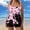 Pink, variant on Qingpeng Plus Size Womens Two Piece Tankini Swimsuit Set Bathing Halter,Printed Top and High Waisted Boyshorts Bathing Suit
