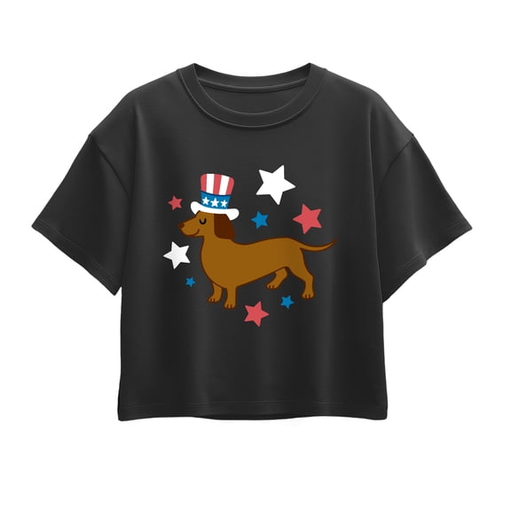 Instant Message - Patriotic Dachshund - Youth Girls Boxy T-Shirt