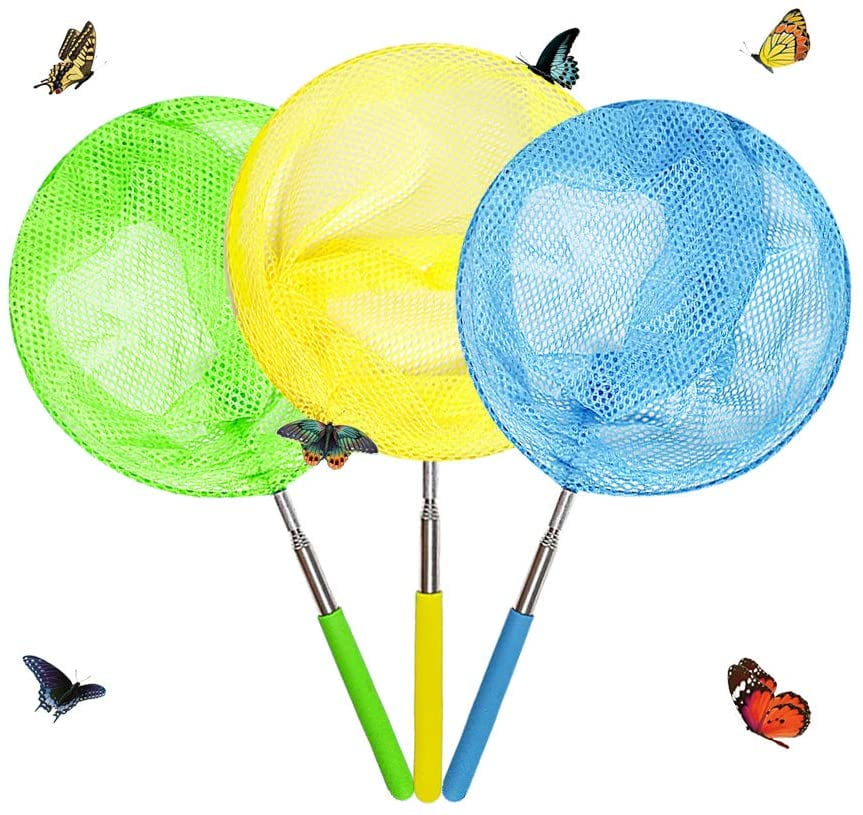 5 Pack JOCHA Telescopic Butterfly Fishing Nets Great for Kids Catching Insects Bugs Fish Caterpillar Ladybird Nets Outdoor Tools Colorful Extendable 34 Inch