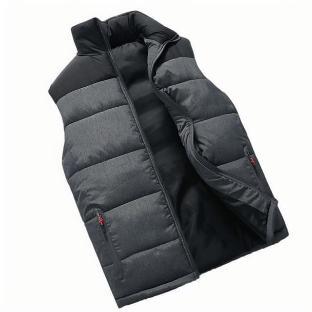 Puntoco Chaleco De Cuello Alto Cálido Con Intensificación De Cremallera Y Bolsillos De Color Sólido Para Hombre