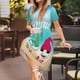 thumbnail image 3 of Fotbe Hello Summer Gnome 1 Vestido Largo de Moda para Mujer, Vestido Tipo Camiseta con Manga Corta y Estilo Casual a Rayas y Bloques de Color, 3 of 6