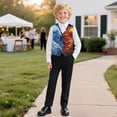 thumbnail image 3 of Garronmavis Ice and Fire Boys Vest Size 9-10 Versatile Dragon Sleeveless Slim Fit Vests Outfit Lightweight Formal Waistcoat Vests with Pockets Stylish Boy's 3 Button Formal Suit Vest, 3 of 7
