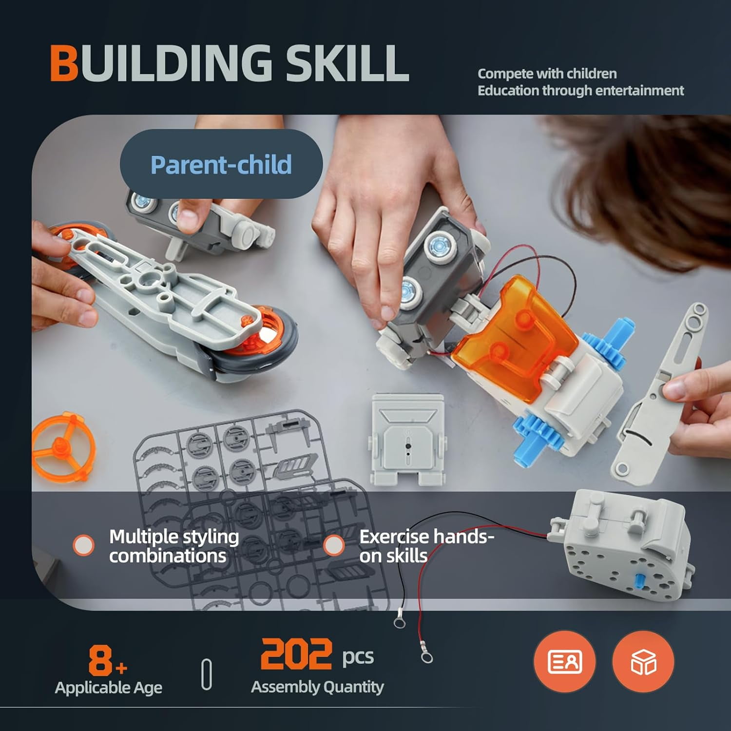12-in-1 STEM Robot Kit Toys for Kids 8-12, DIY Building Educational STEM Science Kits for Boy Birthday Gifts