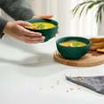 thumbnail image 3 of Kook 20-Oz Ceramic Soup & Cereal Bowls, Set of 6, Hunter Green – Microwave & Dishwasher Safe, 3 of 4
