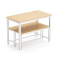 thumbnail image 6 of Xukmct Metal Frame Dining Desk with 2 Dining Benches, Rectangle Wood Tabletop Dining Table Benches Set for Living Room, Party Room, Brown + White, 6 of 8