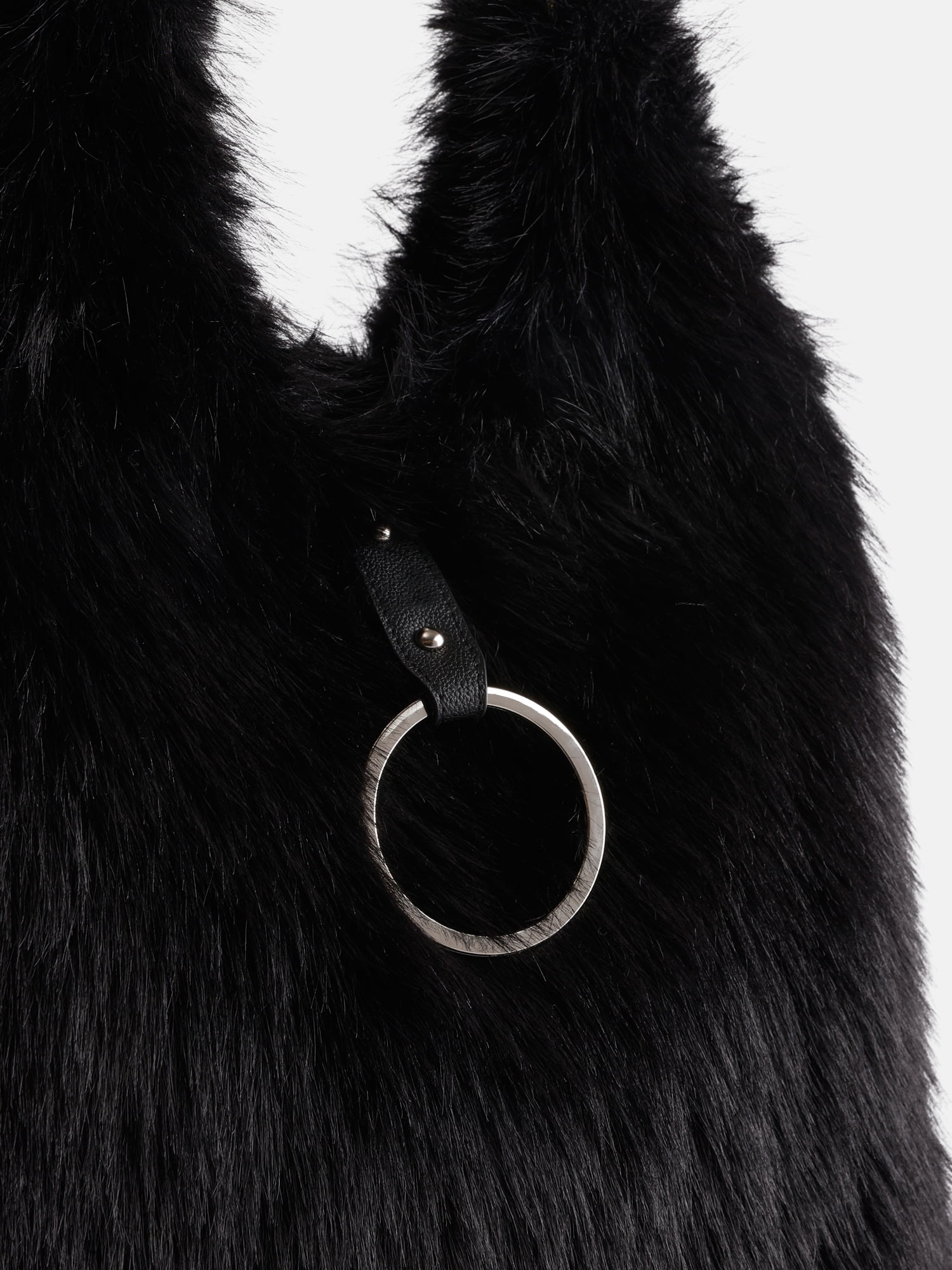 Madden NYC Women's Faux Fur Tote Bag, Black