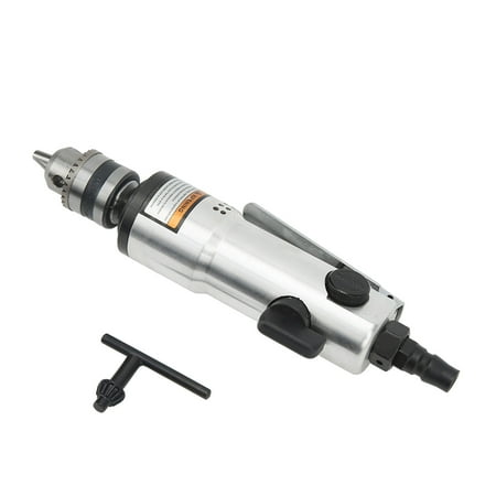 Industrial Straight Air Drill Zinc Alloy High Speed 2200 RPM Pneumatic Operated Drilling Tool with 3/8-Inch (9.5 mm) Keyed Chuck and 1/4-Inch Inlet for Heavy Duty Woodworking and Metalworking