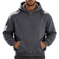 thumbnail image 2 of Fanshiluo Men's Pullover Hoodie Sweatshirt, Solid Color Hooded Top with Button Collar and Kangaroo Pocket,Size M, 2 of 5
