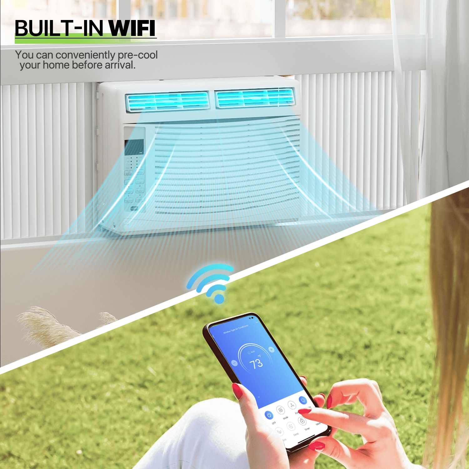 Magshion 6,000 BTU Smart Window Air Conditioner with WiFi, Energy Saving AC Unit with Remote & App Control & Timer Function, Quiet Operation, Cools 151-250 Sq.Ft., White