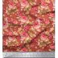 thumbnail image 1 of Soimoi Poly Georgette Fabric Check,Leaves & Rose Floral Print Fabric by Yard 52 Inch Wide, 1 of 3