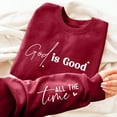 thumbnail image 4 of UJNDER Women's Crewneck Sweatshirt Print Pullover Long Sleeve Casual Wine L, 4 of 5