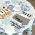 thumbnail image 5 of Summer Nautical Coastal Tablecloth Round 60 Inch, Beach Starfish Coral Seashell Print Polyester Circle Table Cloth Wrinkle Stain Resistant Washable Table Cover for Kitchen Dining Room Party Picnic, 5 of 6