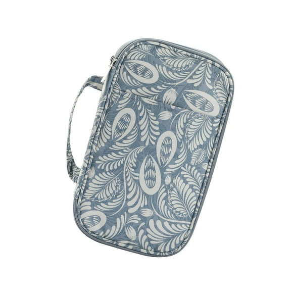 Sac à Tricoter Long Oxford Sac de Rangement Kit Outil Totes Pochette Feuilles Grises