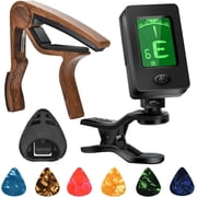 ZHUYING Guitar Capo, Guitar Picks, Guitar Accessories with Guitar Tuner, Capo for Acoustic Guitar, Bass, Buzzing-Free, Quick Release, Guitar Tuner Clip on for Guitar, Violin, Bass, Ukulele Chromatic