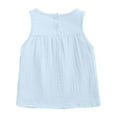 thumbnail image 5 of ZHUASHUM Kid Clothes For Girls Solid Color T Shirts Round Neck Sleeveless Tees Simple Style Summer Holiday Daily Tops 3-6 Months Blue, 5 of 5