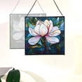 thumbnail image 4 of Magnolia Flower Stained Glass Panel Suncatcher Square Window Hanging, 8 Inch Real Glass Decorative Art Sun Catcher for Home, Gift, and Garden Decor 78OR4, 4 of 6