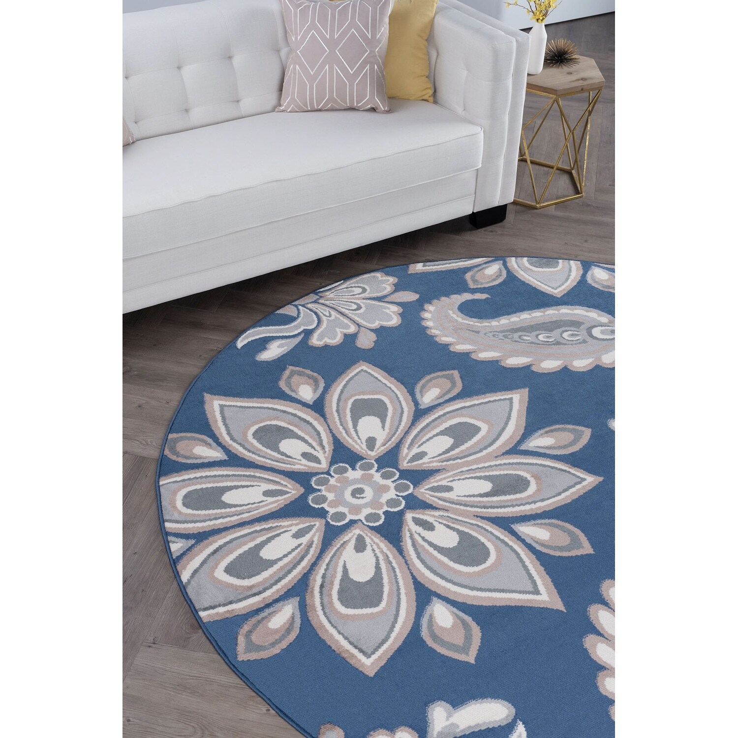 Alise Rugs Hamilton Transitional Floral Indoor Area Rug Navy 5'3