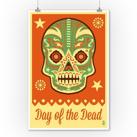 Day of the Dead - Sugar Skull Mask - Lantern Press Poster (9x12 Art Print, Wall Decor Travel Poster)