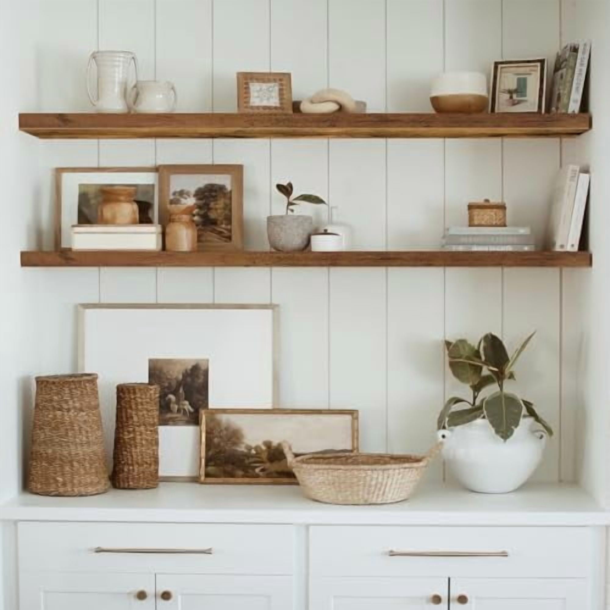 Floating Shelves for Wall 55.1" Extra Long - Wall Shelf Bathroom Kitchen Living Room Bedroom Farmhouse Home Decor Display Bookshelf Large 55.1 x 9.3 inch Set of 2, Rustic Brown (008-140BN)