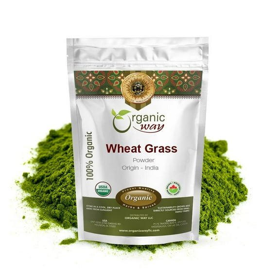 Organic Way Wheat Grass Powder (Triticum aestivum) - Organic & Kosher Certified | Raw, Vegan, Non GMO & Gluten Free | USDA Certified | Origin - India (1/2LBS / 8Oz)