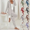 thumbnail image 6 of FAIWAD Womens 2 Piece Outfits Ribbed Knitted Sweatsuit Zip up Hoodie Coat and Pants Sleepwear Loungewear Sets, 6 of 6