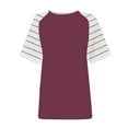 thumbnail image 4 of Delayuji Women's Round Neck Patchwork Striped Color Block Loose Casual Short Sleeved T Shirt Red Xxl Polyester,Spandex Short Sleeve Shirts for Women, 4 of 4