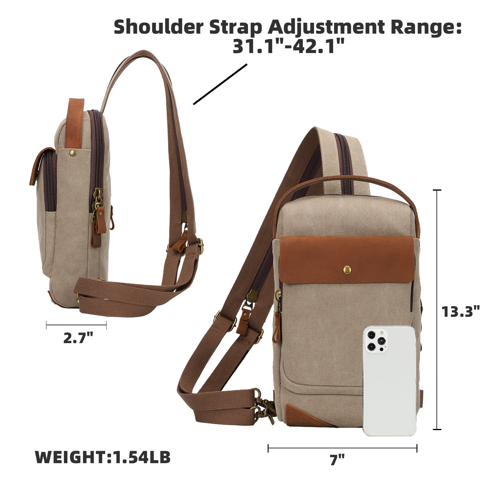 KL928 Canvas Sling Bag Crossbody Backpack Shoulder Casual Rucksack for Men Women