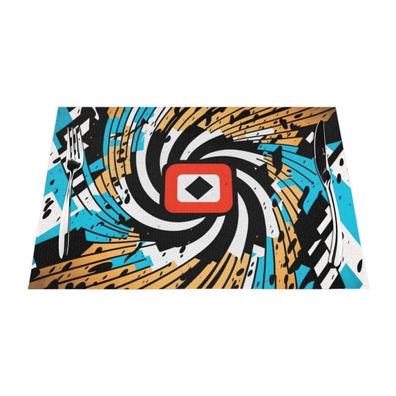 ZNDUO Placemats, 1 PCS Heat Resistant Stain Resistant Woven PVC Insulation Placemats, Durable Washable Elegant Table Mats for Dining-Twisted Vortex Art, 18"x12"