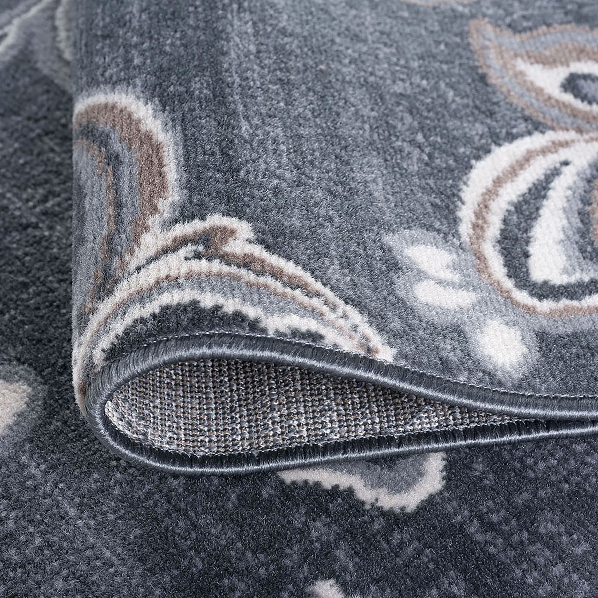 Madison Transitional 2' x 10' Dark Gray and Cream Polypropylene Indoor Area Rug