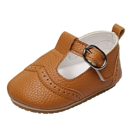 

Yinguo Strap Casual Buckle Shoes Walk Cute First Solid Girls Kids Color Baby Toddler Baby Shoes Brown 11