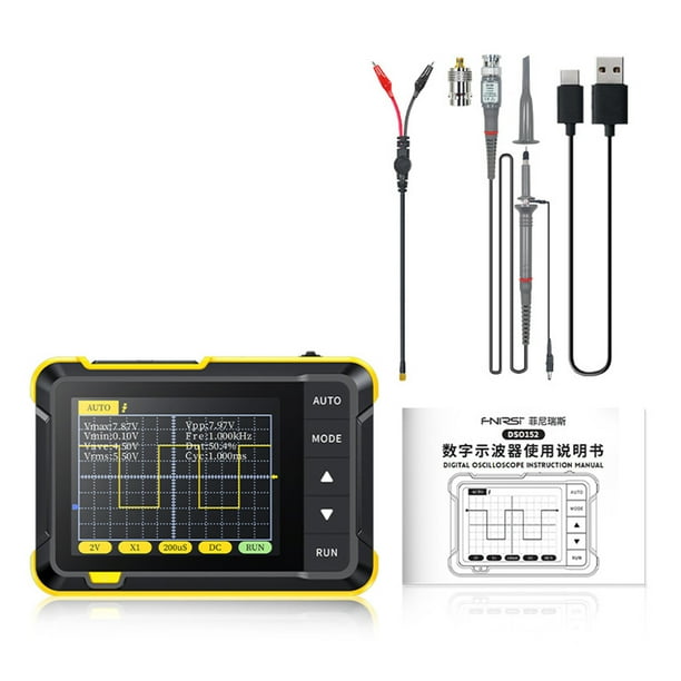 Eigraketly Osciloscopio digital portátil de 18 MHz, generador de señal de ancho de banda analógico, Transistor 2 en 1, analizador de espectros Medidores de medidas dimensionales Configuración alta
