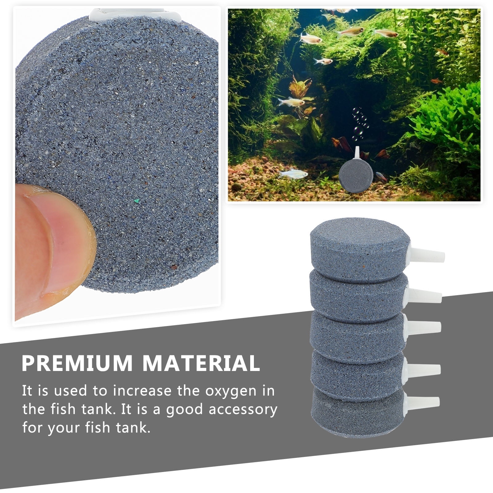 5pcs Aquarium Air Bubblers Round Bubble Diffusers Fish Tank Air Stone