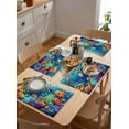 thumbnail image 4 of Ocean Fish Coral Seaweed Cartoon Style Placemats Set of 4,Wipeable Washable Table Mats for Dining Tables,Blue Underwater World Place Mats for Kitchen Event Party Tabletop Decor, 4 of 7