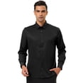 thumbnail image 2 of Camisa de vestir negra para hombre, manga larga sólida, cuello abotonado, camisas ajustadas, extragrande Unique Bargains Camisa, 2 of 6