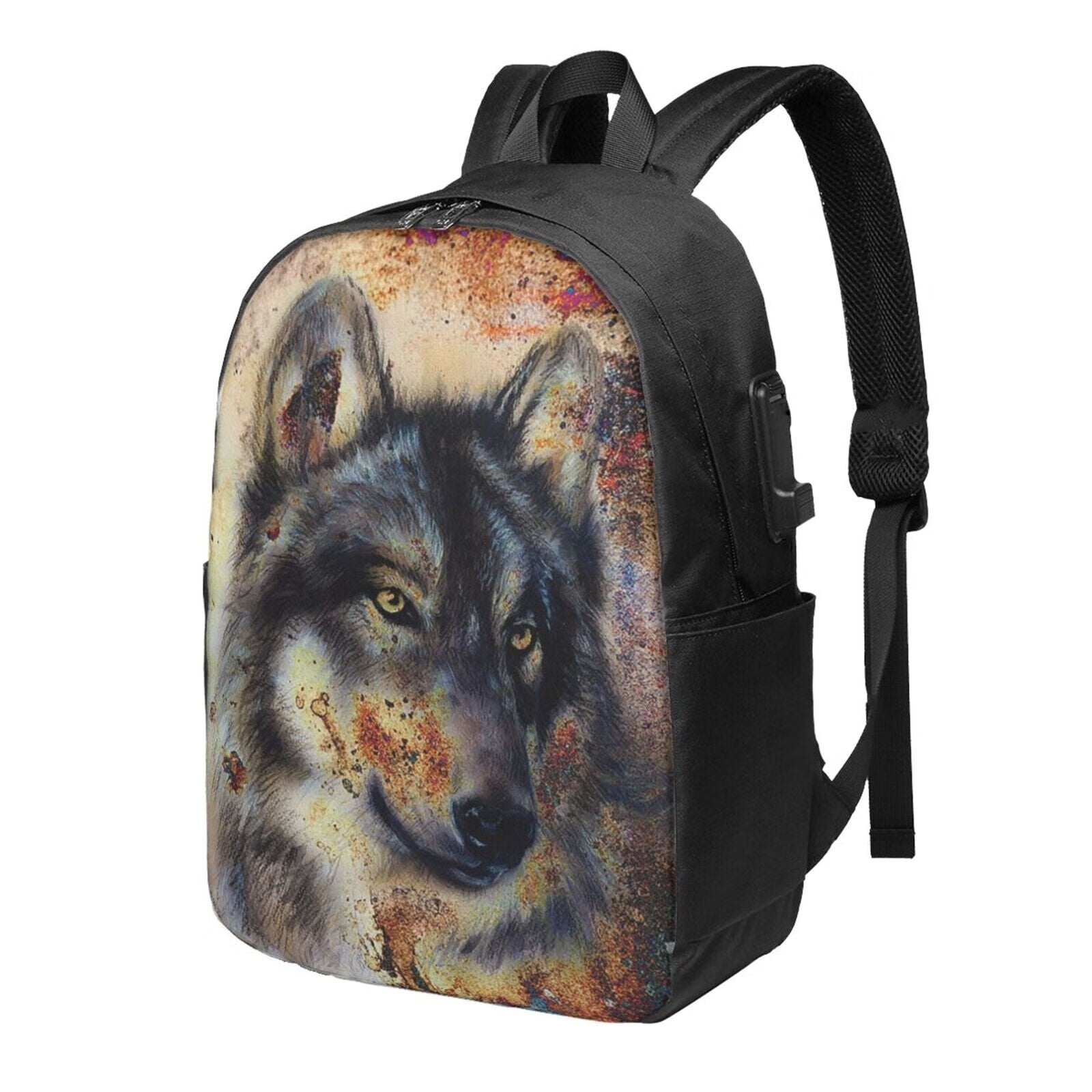 vermomming auteur angst Travel Laptop Backpack, Wolf 3D Print Casual bag with USB Charging Port,  College School Bookbag Backpack 17" teenager aldult - Walmart.com