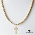thumbnail image 1 of Collar de oro de 14 quilates con colgante de Cruz brillante, el mejor regalo unisex para madre, padre, novia, novio, ella, él, collar de cadena cubana de 14 quilates de Aria Jeweler Daily, 1 of 5