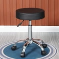 thumbnail image 2 of BestOffice Round Rolling Stool with Swivel Garage Stool with Wheels PU Cushion Leather Stool for Office, Massage (Black), 2 of 6