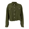 thumbnail image 7 of Zedker Womens Lapel Collar Long Sleeve Corduroy Jackets, Causal Button Tops with Chest Pockets, Comfy Fall Winter Outerwear,Army Green,L, 7 of 7