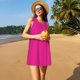 thumbnail image 3 of Fotbe Darkmagenta Vestido de Verano sin Mangas para Mujer – Vestido Midi Línea A, Estilo Camiseta Floral, Vestido Playero Casual y Fluido, 3 of 7