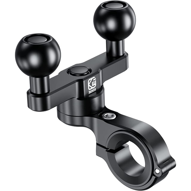 AIR-Aluminum Alloy Double 1'' Ball Handlebar Mount for Rails 0.5'' to 1.26'' in Diameter, for RAM Mounts 1 Inch Ball Socket Arm & Bike Motorcycle Phone Mount Holder, 360 Rotation Design
