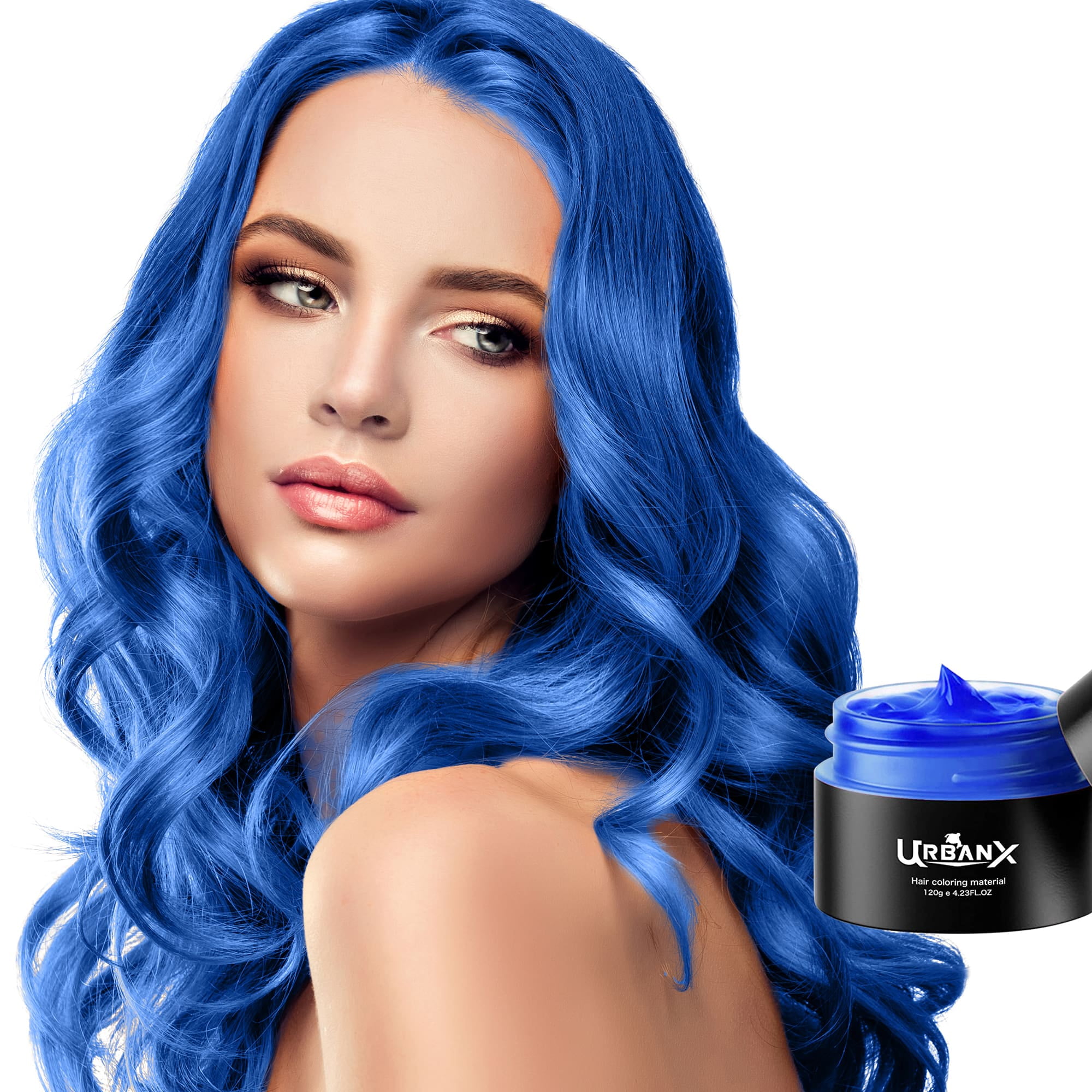 UrbanX Washable Hair Coloring Wax Material Unisex Color Dye Styling Cream  Natural Hairstyle Pomade Temporary Party Cosplay Natural Ingredients (Blue)  