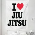 thumbnail image 1 of Jiu Jitsu Tapestry, I Love Jui Jitsu Themed Modern Typography Design with a Heart, Fabric Wall Hanging Decor for Bedroom Living Room Dorm, 5 Sizes, Black White Dark Coral, by Ambesonne, 1 of 1