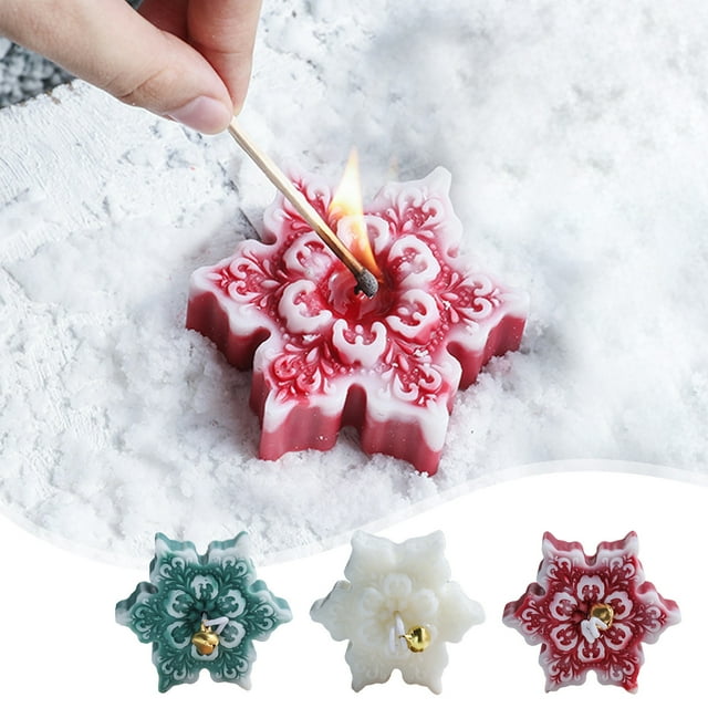 Xihbxyly Vela Navideña de Copo de Nieve, Cera de Aromaterapia, Aroma a Ylang-Ylang, Rosa y Jazmín, Combustión Duradera, Decoración Del Hogar, Regalo Navideño, Compañero de Relajación, Tamaño 7,6 X 7,